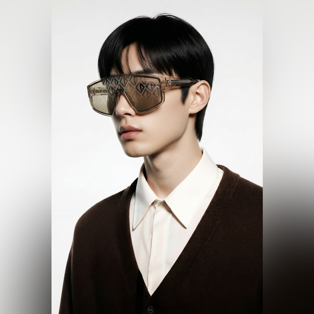 Dior CD Diamond M1U 40134U-L Men’s Mask Shield Sunglass Transparent Taupe Brown - Picture 4 of 14